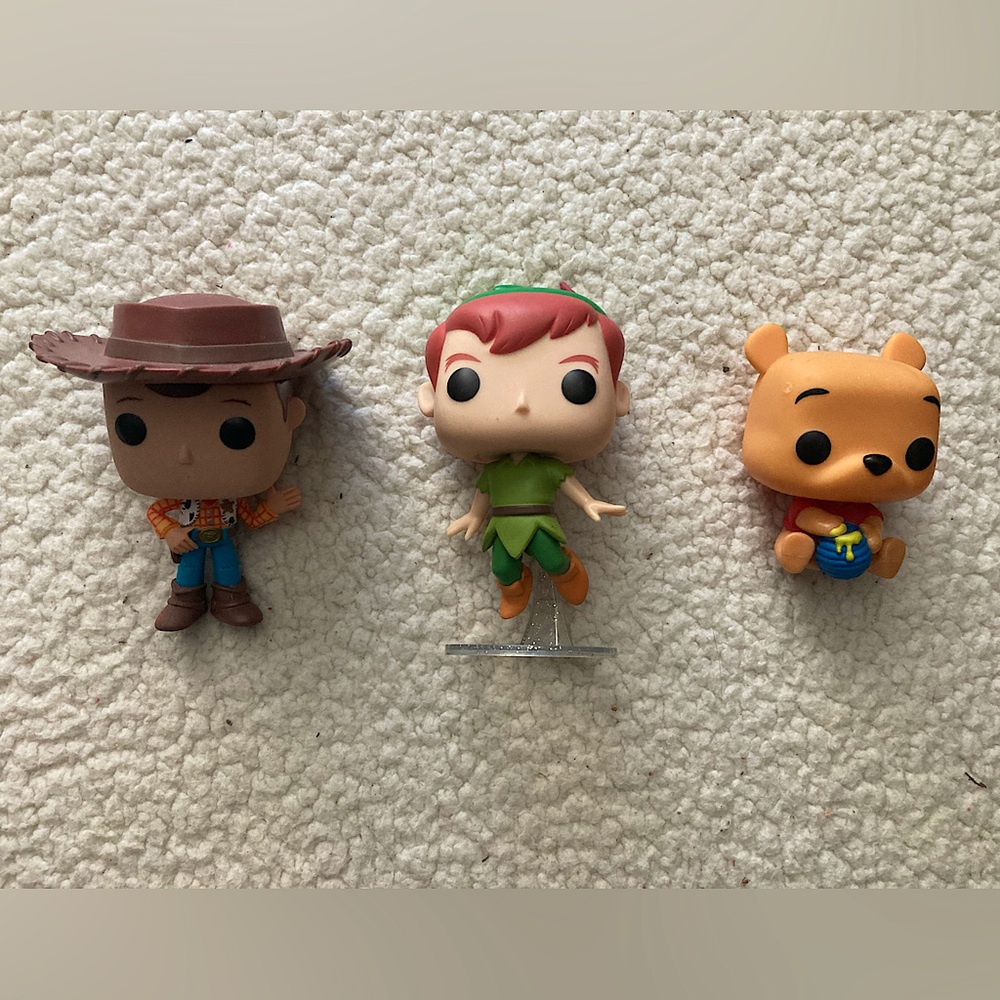 Disney set of 3 POP figures. Pooh, Woody & Peter Pan.